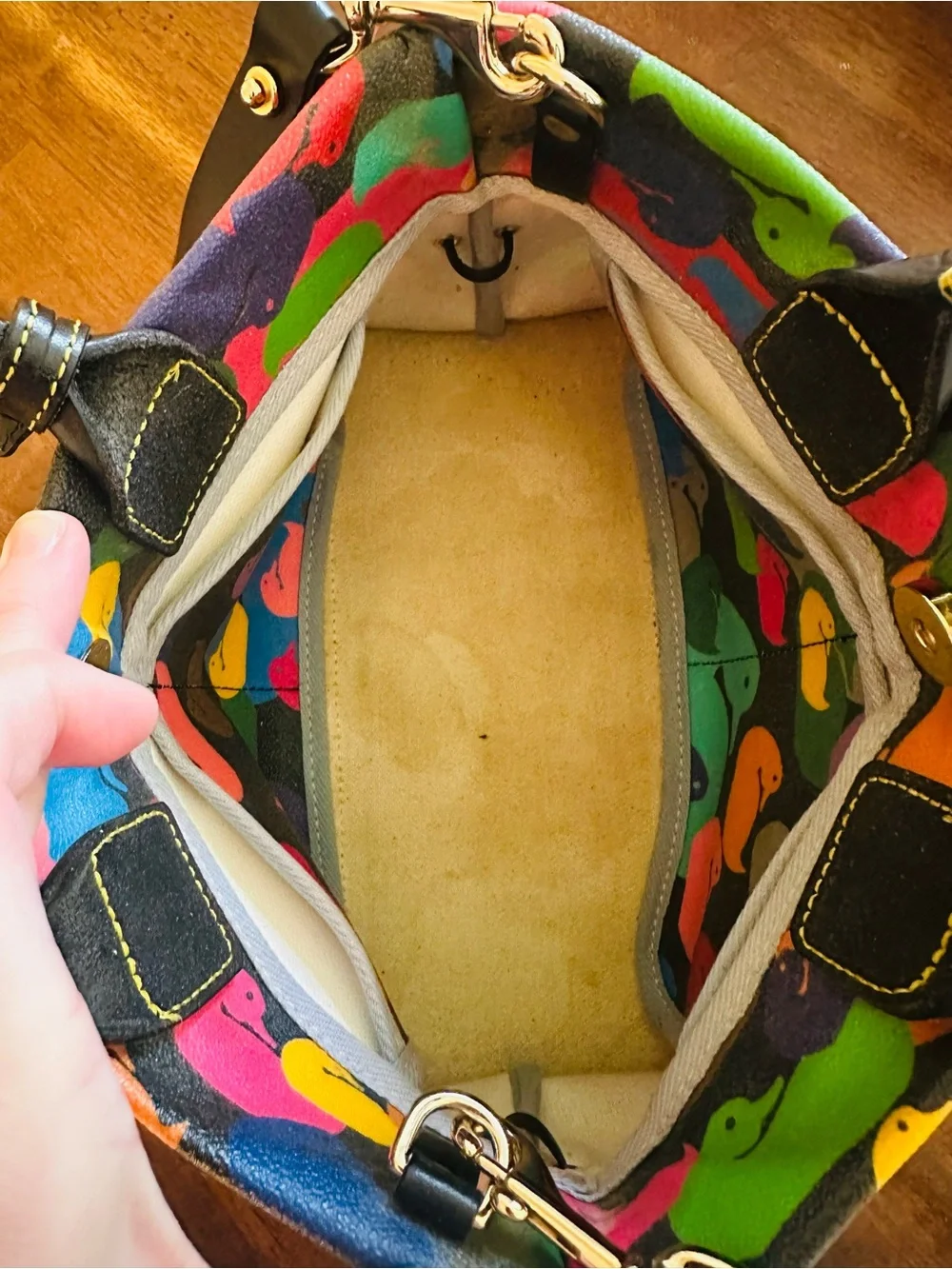 VTG Dooney & Bourke Wonder Ducks Satchel Bag- Rare Y2K Rainbow